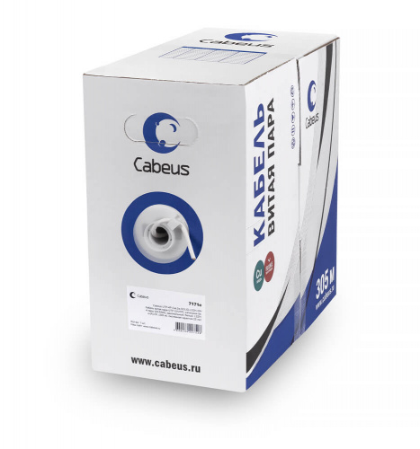 Кабель витая пара Cabeus UTP-2P-Cat.5e-SOLID-GY-500