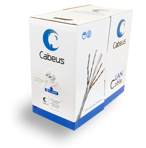 Кабель витая пара Cabeus UTP-4P-Cat.6-SOLID-GY