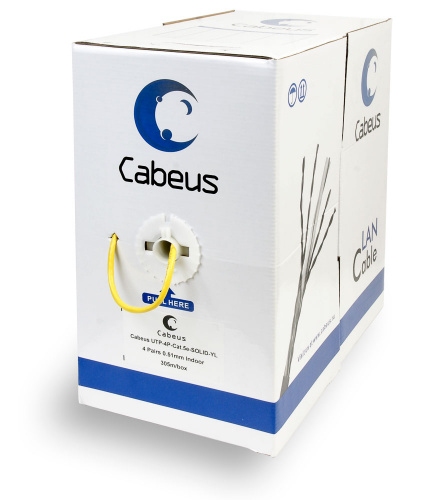 Кабель витая пара Cabeus UTP-4P-Cat.5e-SOLID-YL