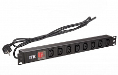 ITK PH12-8C131 PDU 8 розеток C13 с LED выключателем,1U, кабель питания 2м