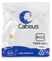 Cabeus PC-TEL-RJ12-0.5m Патч-корд телефонный 2х6p4c, pvc, 0.5 м, белый