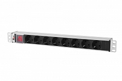 Rem R-10-8S-V-440-Z Блок розеток Rem-10 без шнура с выключателем, розетки 8шт. Sсhuko, вход С14