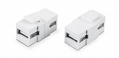 Hyperline KJ1-USB-A2-WH Вставка формата Keystone Jack с проходным адаптером USB 2.0 (Type A), ROHS,