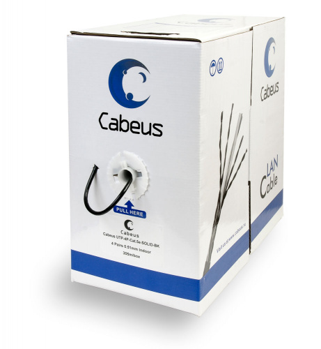 Кабель витая пара Cabeus UTP-4P-Cat.5e-SOLID-BK