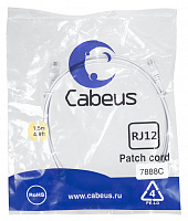Cabeus PC-TEL-RJ12-1.5m Патч-корд телефонный 2x6p4c, pvc, 1.5 м, белый