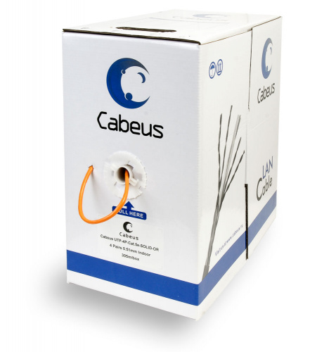 Кабель витая пара Cabeus UTP-4P-Cat.5e-SOLID-OR