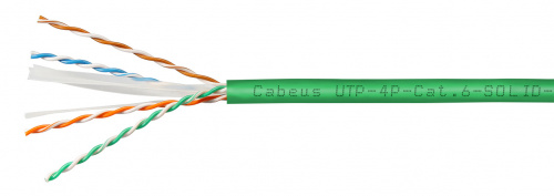 Кабель витая пара Cabeus UTP-4P-Cat.6-SOLID-LSLTx-GN