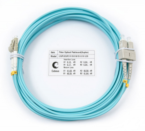 Патч-корды оптические Cabeus FOP-50-LC-SC-5m