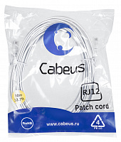 Cabeus PC-TEL-RJ12-10m Патч-корд телефонный 2х6p4c, pvc, 10 м, белый