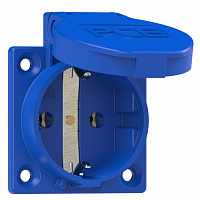 PCE 105-0b 00-00002583 Розетка встраиваемая 16А/250V/2P+E/IP54 50x50 подкл. сзади синяя