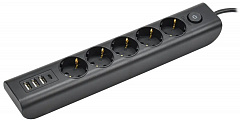 IEK WYP12-16-05-02-ZKU-K02 Удлинитель 5х2м с заземл. 16А 250В MODERN У05В с выкл. USBх4 (type-Aх3шт