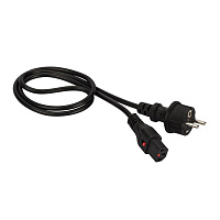 LANMASTER LAN-PP13L/SH-0.5-BK Шнур питания с блокировкой C13-Schuko, 3х0.75, 220В, 10А, черный, 0.5