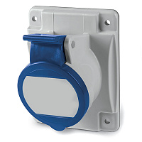 ДКС DIS4131663F Розетка панельная с наклоном IP44 16А 2P+E 230В. Пружинныйзажим.
