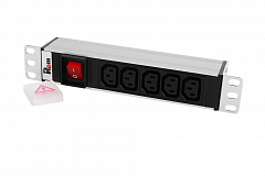 Rem R-10-5C13-V-220-Z Блок роз Rem-10 без шнура с выкл., 5 IEC 60320 C13, вход IEC 60320 C14, 10A