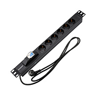 REXANT 04-0103-1 Блок распределения питания PDU горизонтальный 1U 6 розеток СЕЕ 7/4 Schuko 16A