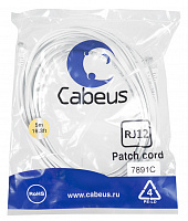 Cabeus PC-TEL-RJ12-5m Патч-корд телефонный 2x6p4c, pvc, 5 м, белый