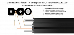 TELCORD FK-FTTH-S-9A1-1-HFFR-BK Оптический кабель с выносным несущим элементом SM(G.657A1) 1 волокно