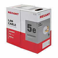 REXANT 01-0049 Кабель витая пара U/UTP, CAT 5e, LSZH нг(А)-HF, 4PR, 24AWG, INDOOR, SOLID, оранжевый