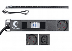 Cabeus PDU-16-10S-10C13-B Блок розеток вертикальный, 10 розеток Schuko, 10 розеток IEC 320 C13, 16А