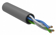 ITK LC1-C5E02-111 Кабель связи витая пара, U/UTP, категория 5E, 2 пары (24AWG), solid, PVC, серый