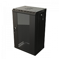 Hyperline TDB-6U-GP-RAL9004 Шкаф настенный 10'', 6U, 366,5х390х300, уст. размер 254 мм, со стеклянно
