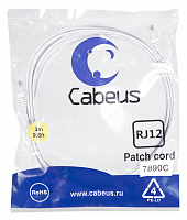 Cabeus PC-TEL-RJ12-3m Патч-корд телефонный 2x6p4c, pvc, 3 м, белый