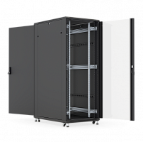 DANNMAN ТXQ-1868-GS-RAL9005 Шкаф напольный 19″, 18U, 988x600х800мм, дверь стеклянная, черный