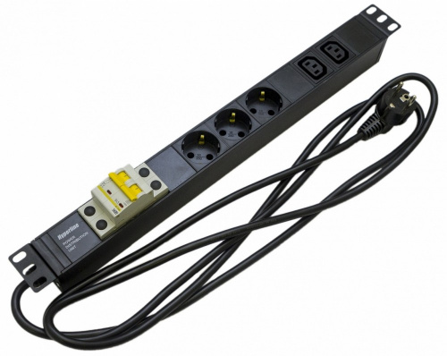 Блоки силовых розеток Hyperline SHE19-3SH-2IEC-B-2.5EU