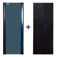TWT TWT-CBB-DR32-6x-S-G1 Комплект дверей 32U, 600 мм, черный, передняя - стекло, задняя - распашная
