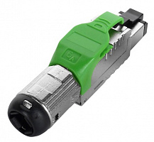 Hyperline PLUE-8P8C-S-C6A-SH-GN Разъем полевой оконцовки RJ-45 (8P8C) под витую пару, для одножильно