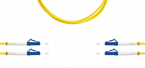Патч-корды оптические TELCORD ШОС-2x3.0-2LC/U-2LC/U-SM-2м-LSZH-YL