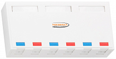 NIKOMAX NMC-MB6P-ST-WT Корпус настенной розетки, 6 портов, под модули-вставки типа Keystone, со штор