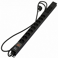 Hyperline SHE-9SH-3IEC-S-2.5EU Блок розеток, 9 розеток Schuko+3хIEC320 C13, 16А, 250В