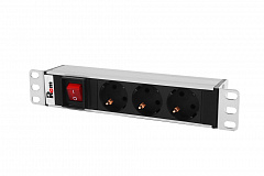 Rem R-10-3S-V-220-Z Блок розеток Rem-10 без шнура с выкл., 3 Sсhuko, вход IEC 60320 C14, 10A