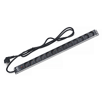 Cabeus PDU-13P-F-2EU Блок евророзеток вертикальный для шкафов, 13 розеток, фильтр, 16 A, шнур 2 м