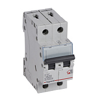 LEGRAND 403987 Автоматический выключатель TX3 6000, 6 кА, тип характеристики B, 2П, 230/400 В~, 20 А